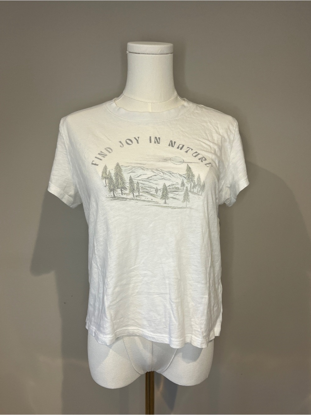 American Eagle White Graphic Tee with Faded Gray Print